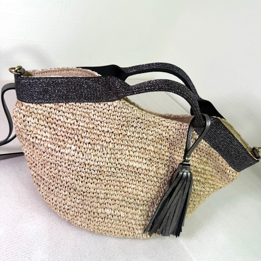 美品　ヴィオラドーロ かごバッグ　ハンドバッグ ストロー　2way レディース