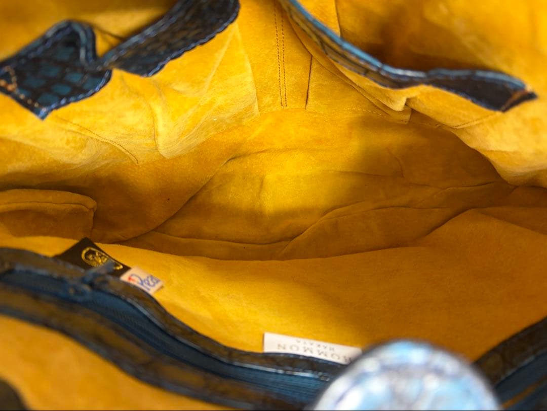 S*中様 Pear クロコダイル風バッグ 青