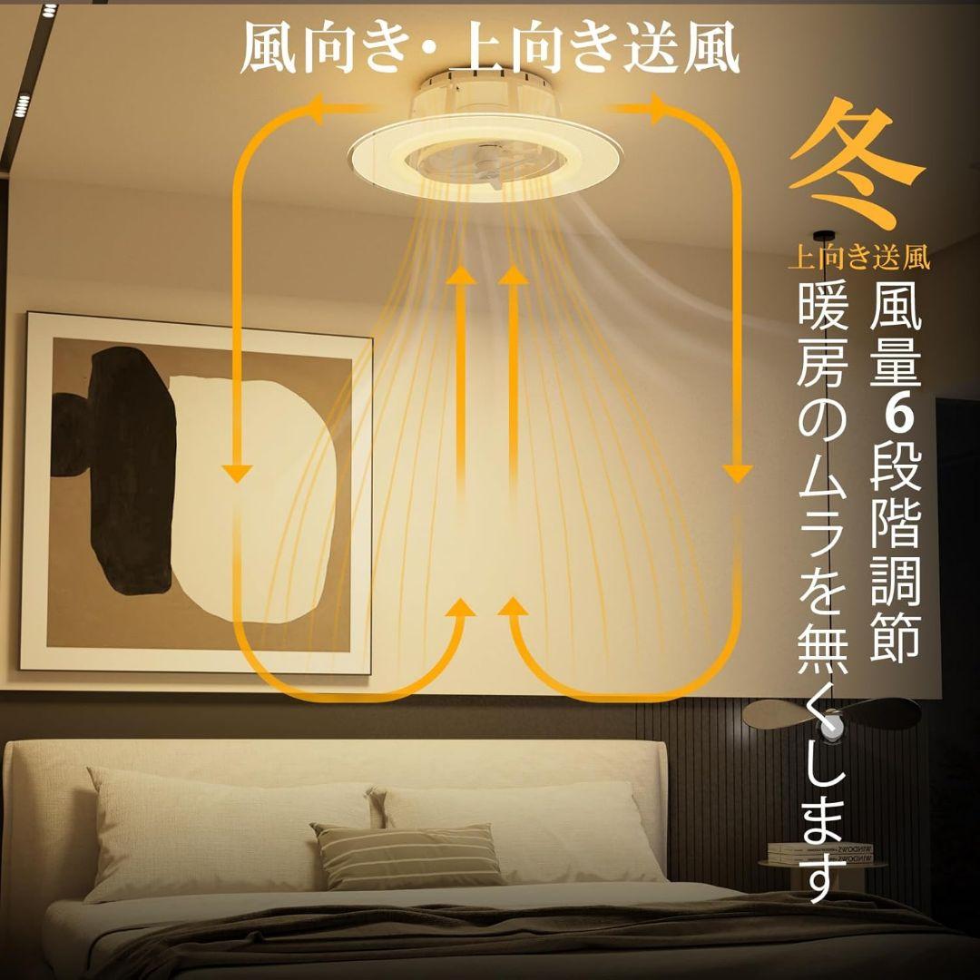 空調効率アップ✨シーリングファン　12畳用　首振り　静音　4500lm 正逆回転