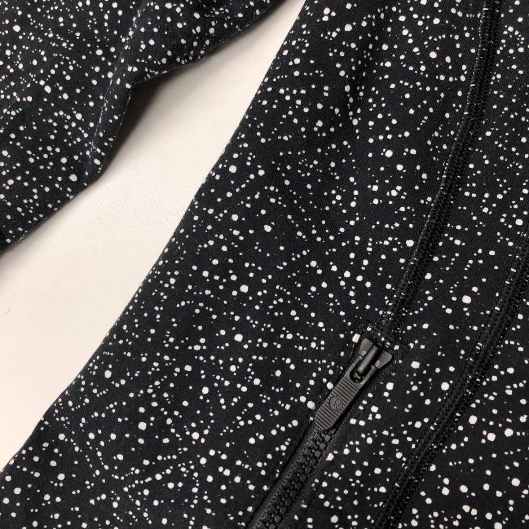 ルルレモン ジップジャケット ブラック 伸縮　ドット柄 12サイズ