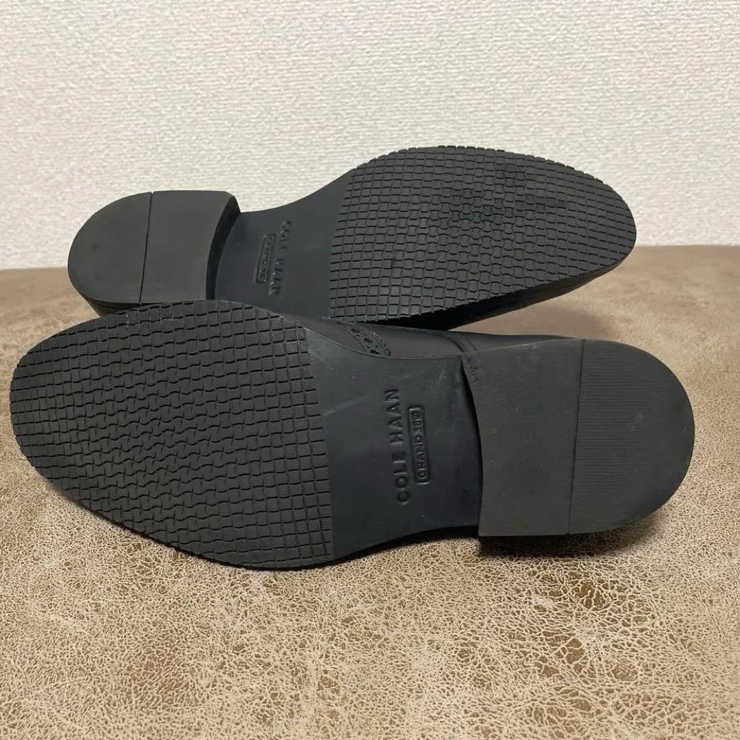 最終セールコールハーンブラックレザーウィングチップシューズ7WグラウンドZERO