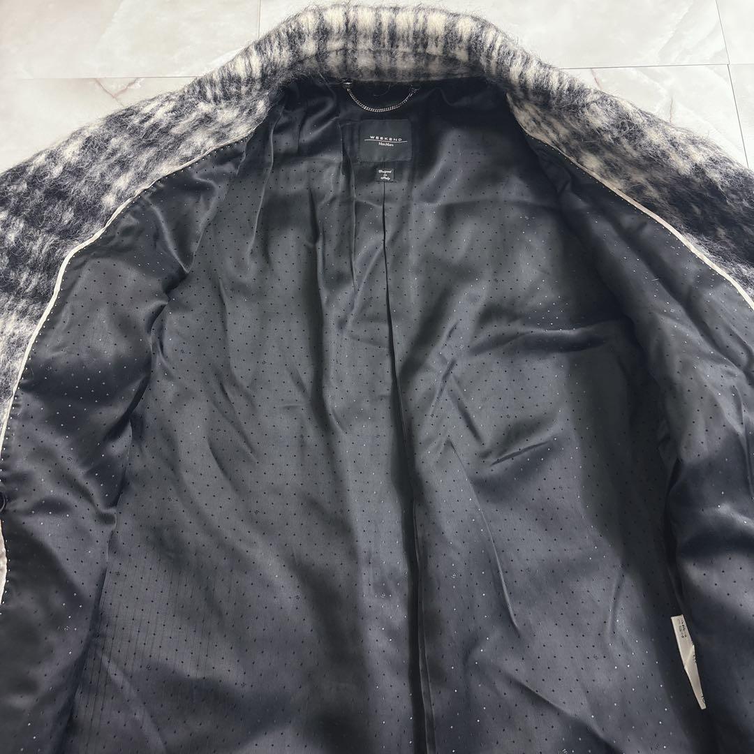 マックスマーラ　42ウィークエンド　アルパカウールシャギー　チェック