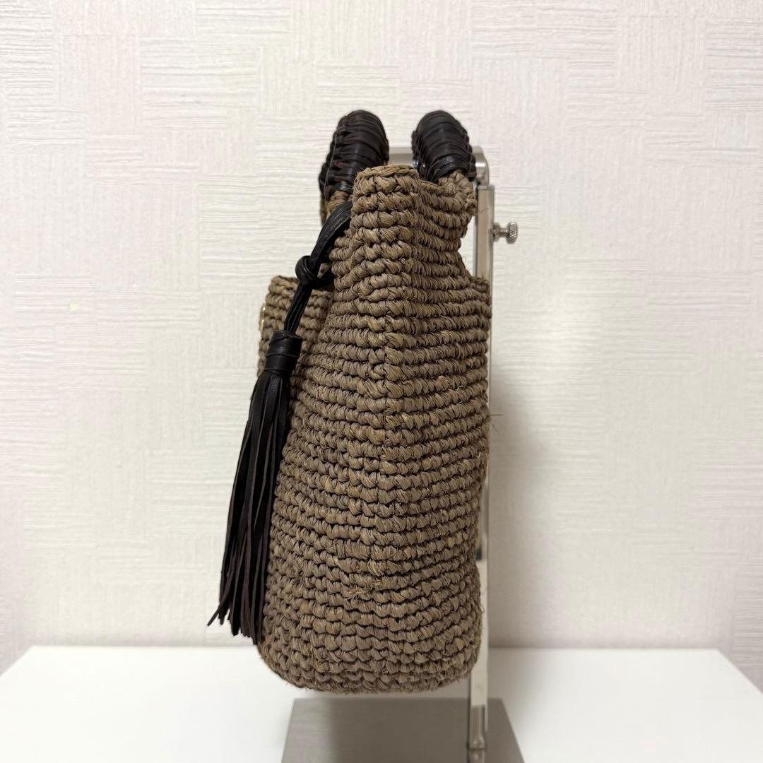 【極美品】ヘレンカミンスキー ラフィア かごバッグ タッセル