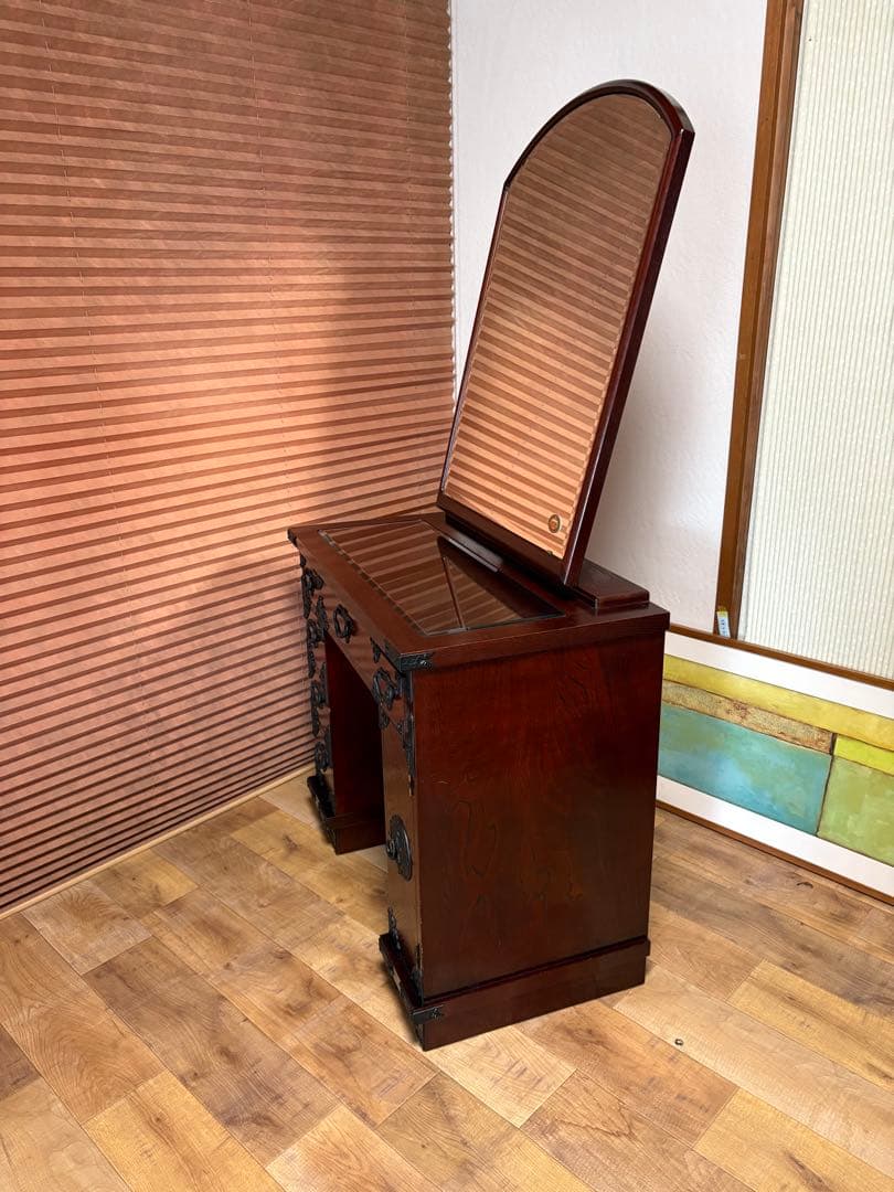 遠野民芸　欅　漆塗　南部鉄　鏡台　ドレッサー　検）岩谷堂　和家具