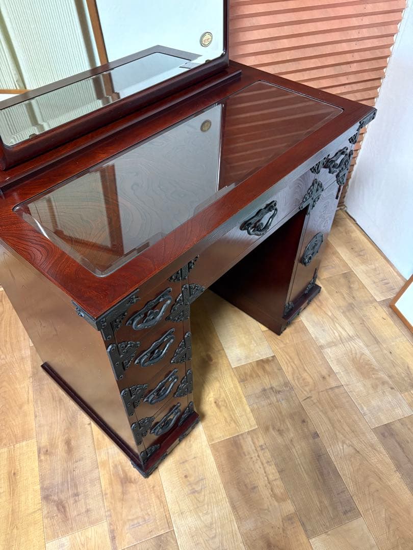 遠野民芸　欅　漆塗　南部鉄　鏡台　ドレッサー　検）岩谷堂　和家具