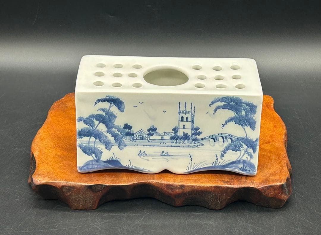 陶器　イギリス　オックスフォード製　デボラ・シアーズ　花瓶　花器　手描き