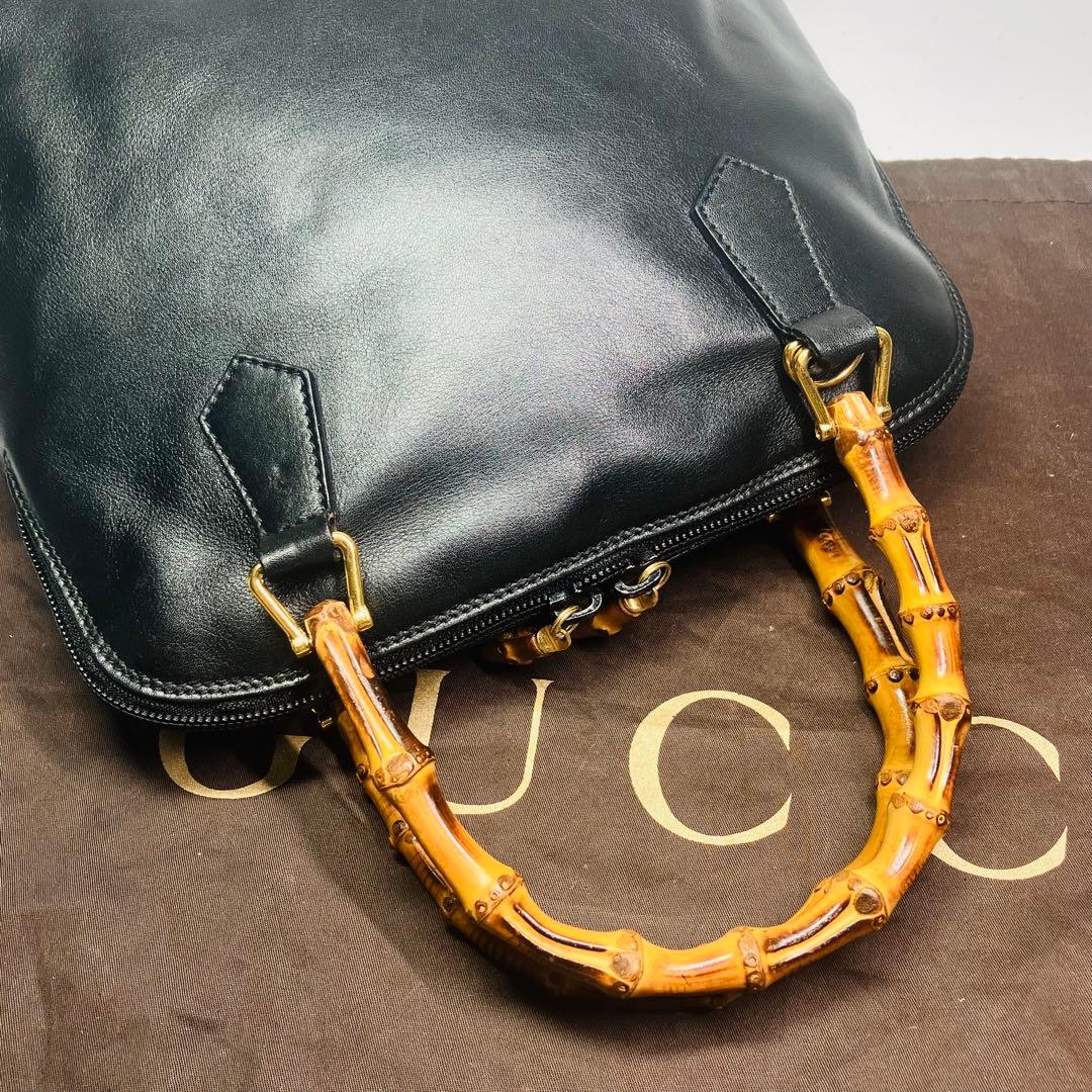 美品　GUCCI オールド　グッチ　バンブー　2way ショルダー　バッグ　黒