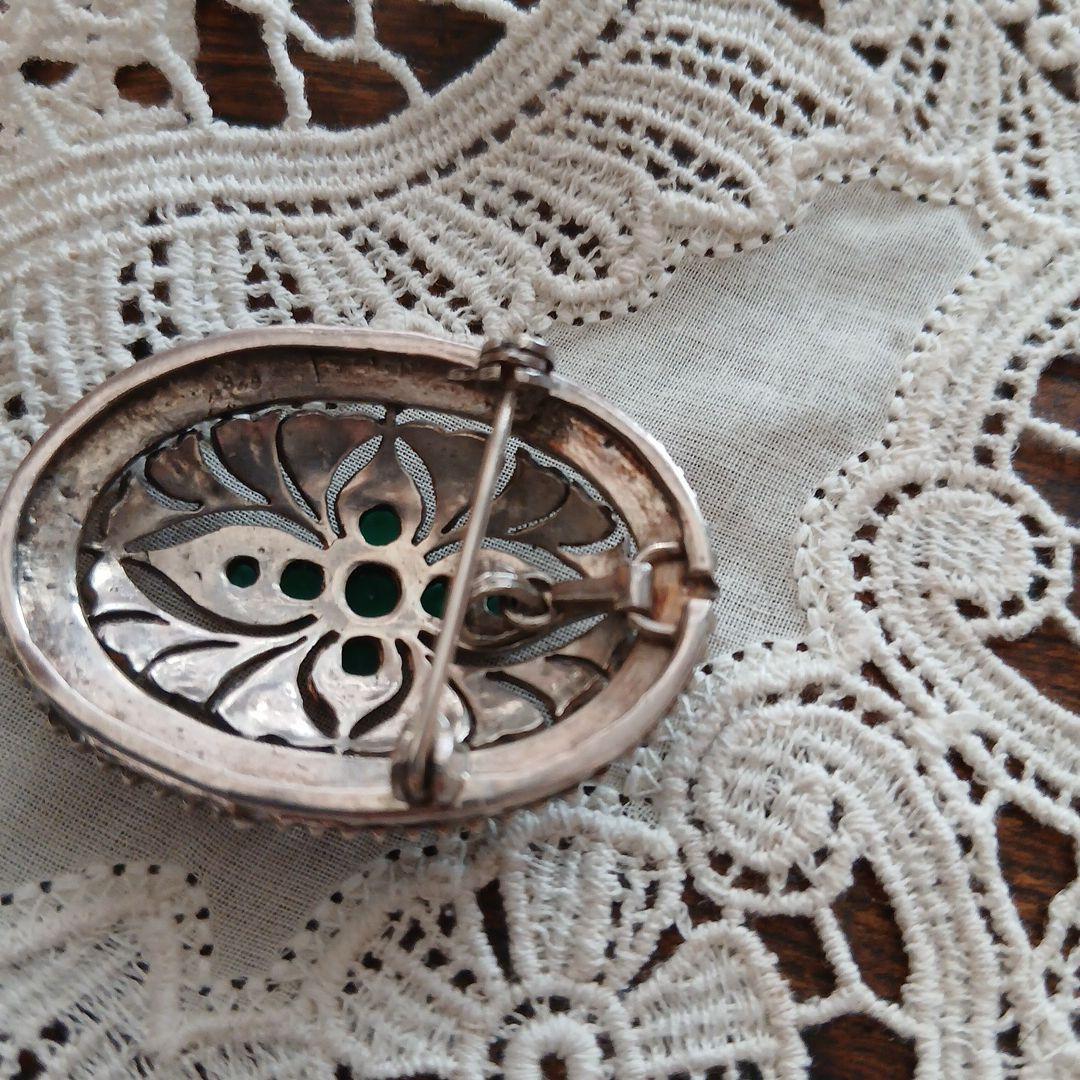 シルバー925 マーカサイト クロス デザイン ブローチ、ペンダント兼用 レトロ