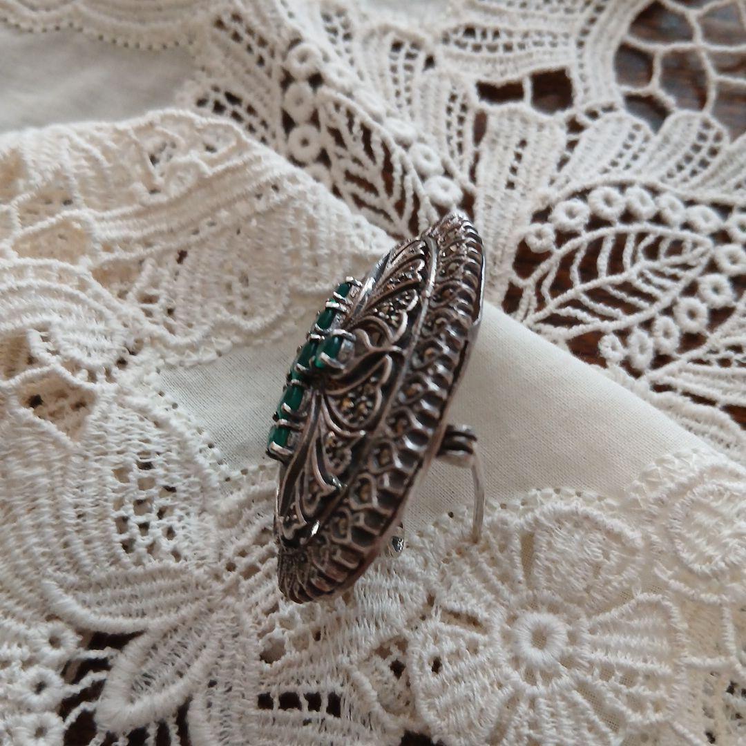 シルバー925 マーカサイト クロス デザイン ブローチ、ペンダント兼用 レトロ