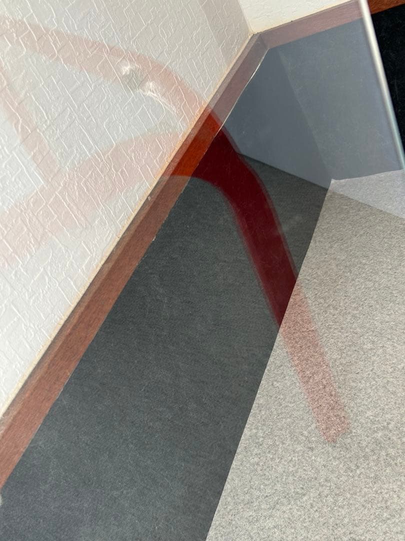 アイアンフレーム ガラステーブル レトロ ポストモダン　ヴィンテージ　ポップ　赤