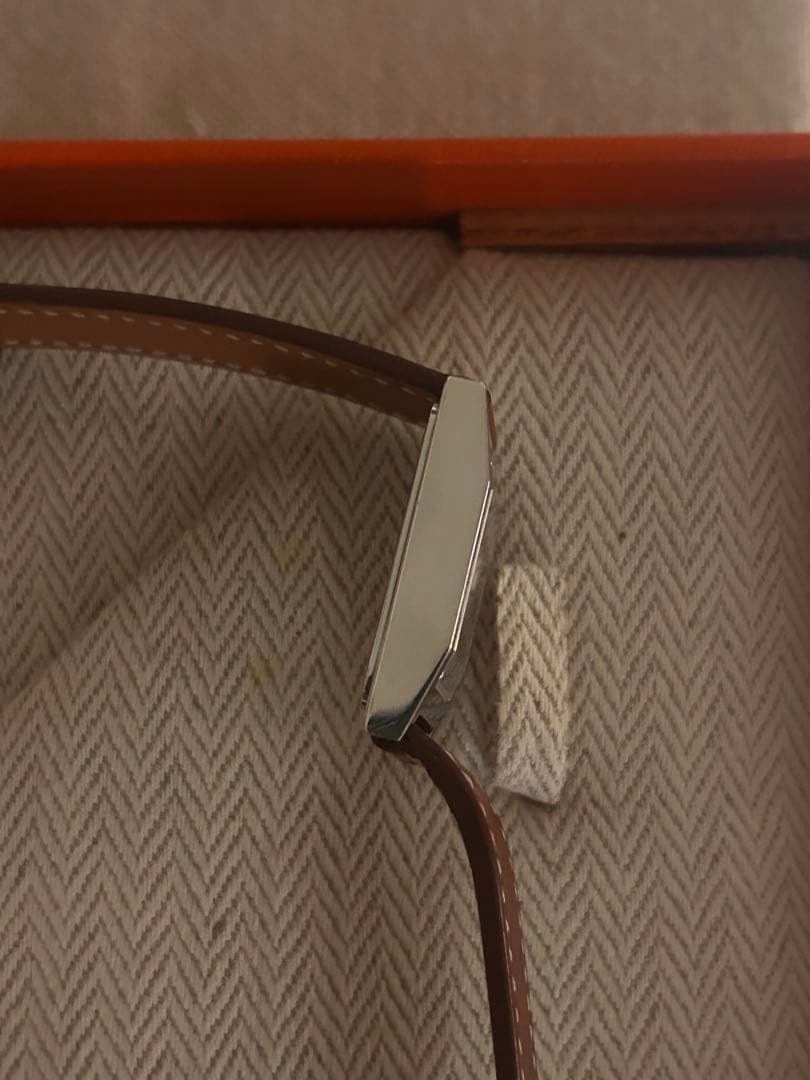 HERMES 長方形時計 ブラウンレザー