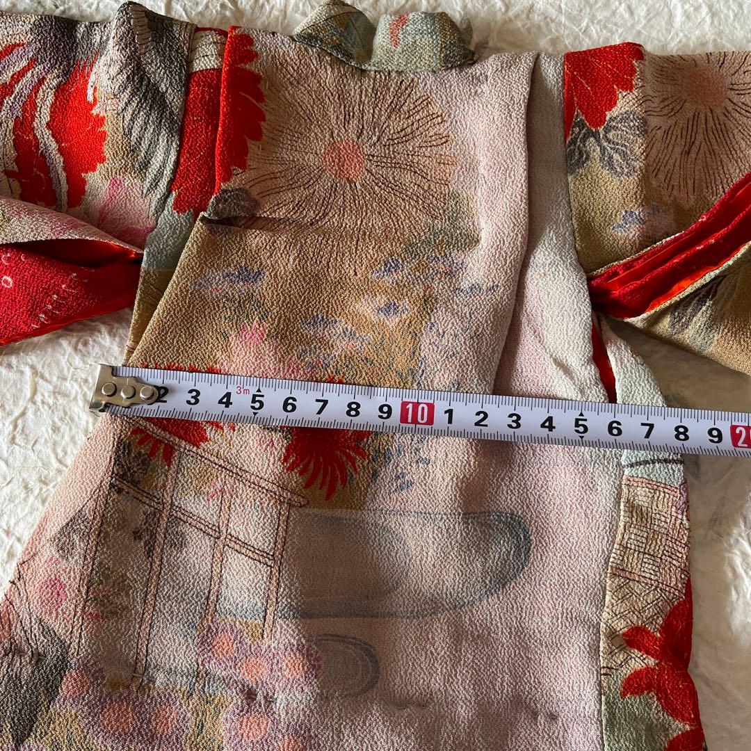 古布　江戸縮緬　人形の着物　15号　二枚仕立て　希少　打掛？　2612503