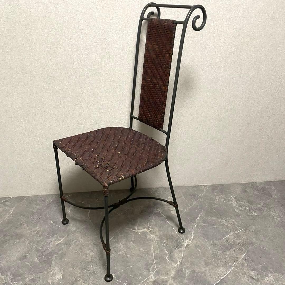 ラタン　籐　ラタンチェア　ガーデンチェア　アイアンフレーム　レトロ　デスクチェア