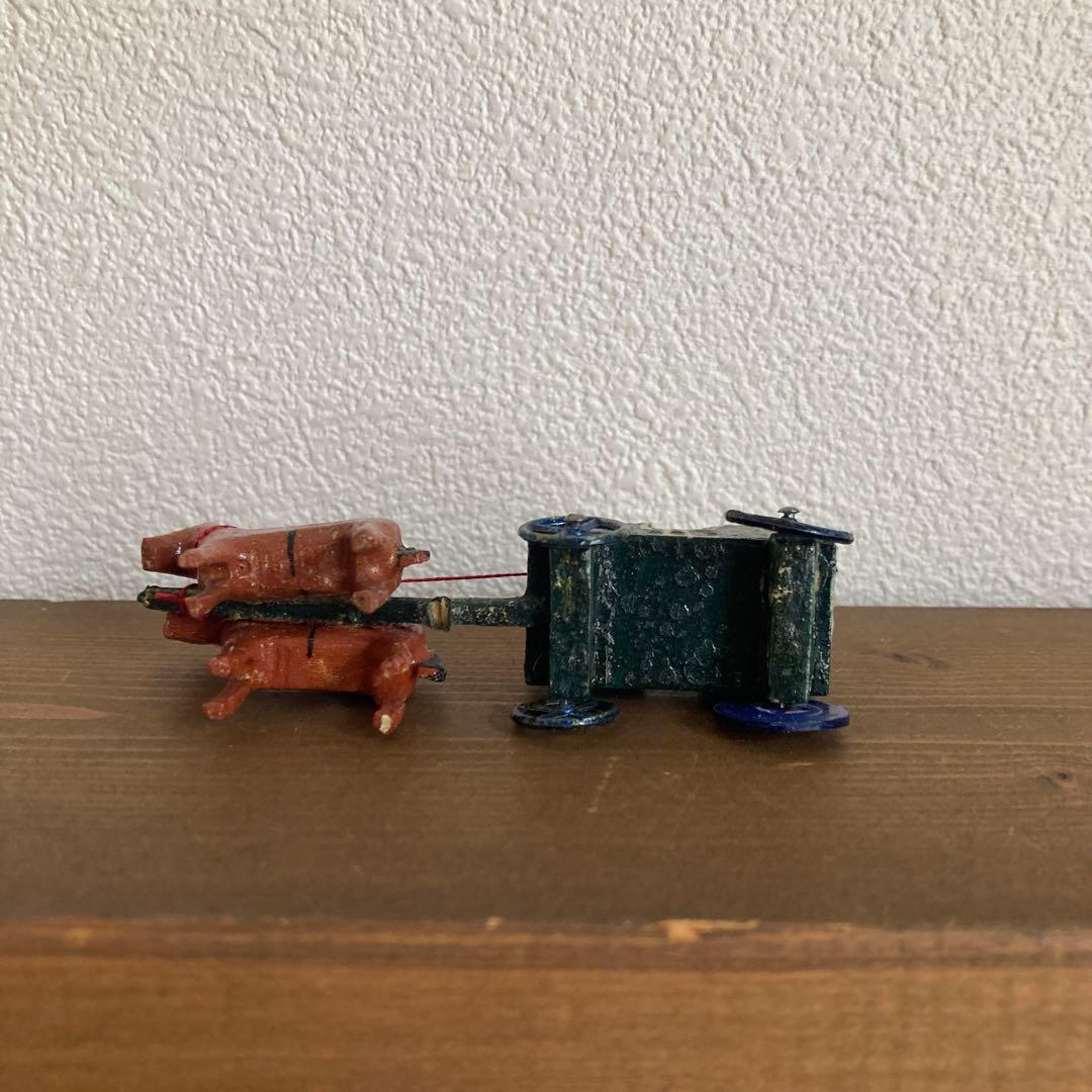 WF-35 ドイツアンティークミニチュア小さな小さな木製馬車＆素敵な建物のセット