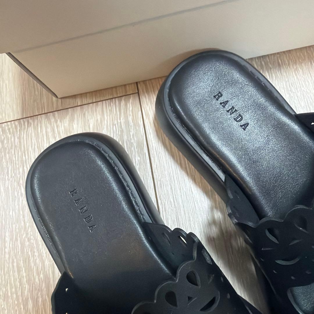 RANDA ブラックサンダル バックストラップ