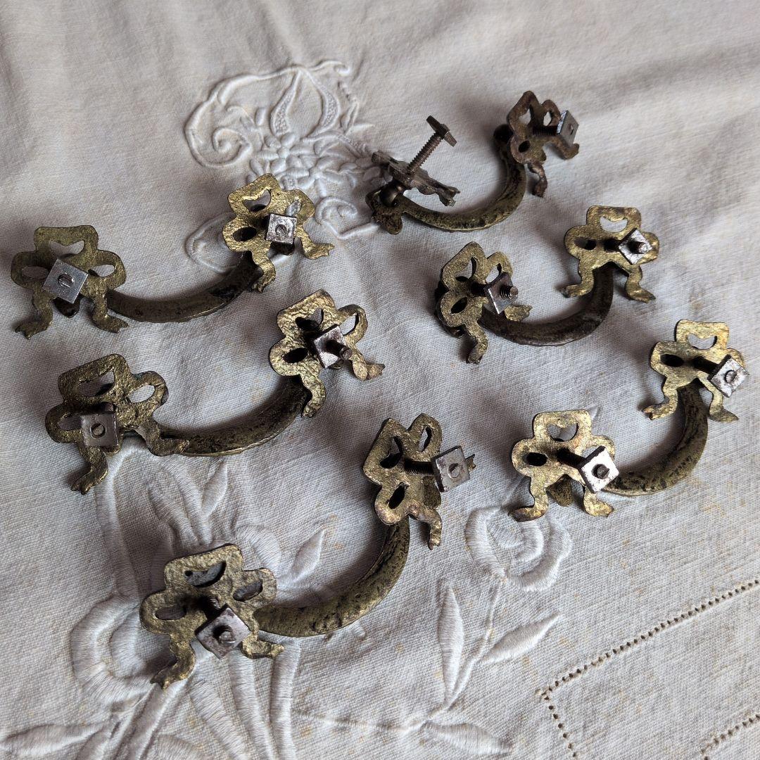 フランスアンティーク 家具用取っ手 6個セット 真鍮製