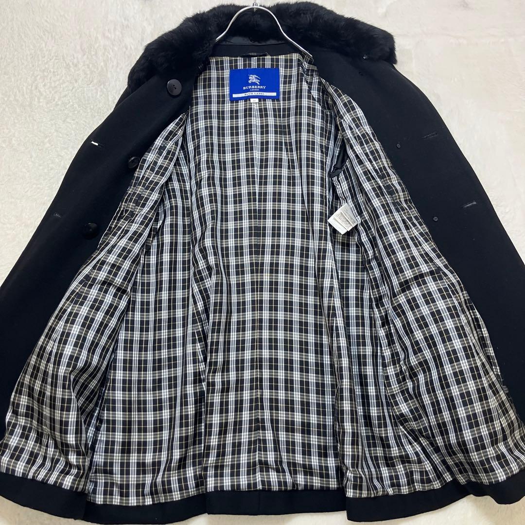 美品✨バーバリーブルーレーベル ラビットファー 2way Aライン ピーコート