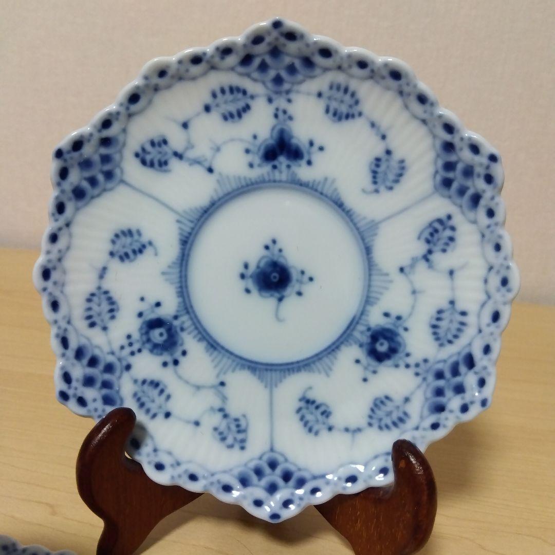 ロイヤルコペンハーゲン ブルーフルーテッド フルレース カップ＆ソーサー　ペア