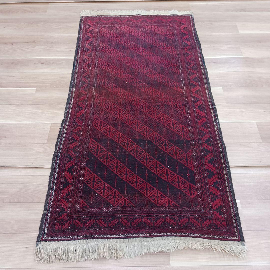 専用 R378 ペルシャ絨毯 トライバルラグ ウール 手織り 186×96㎝