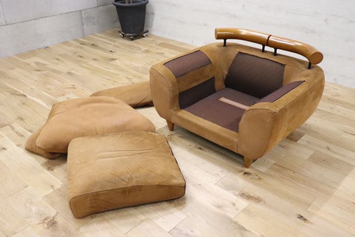 GMDKS348A○ イタリア製 シングルソファ 総本革 最高級 ヴィンテージ