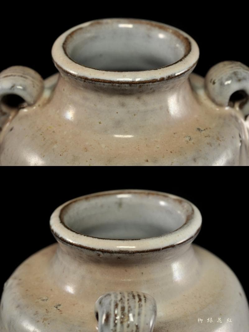 岡田裕 萩灰被 花入 共箱 萩焼 山口県指定無形文化財萩焼保持者 茶道具