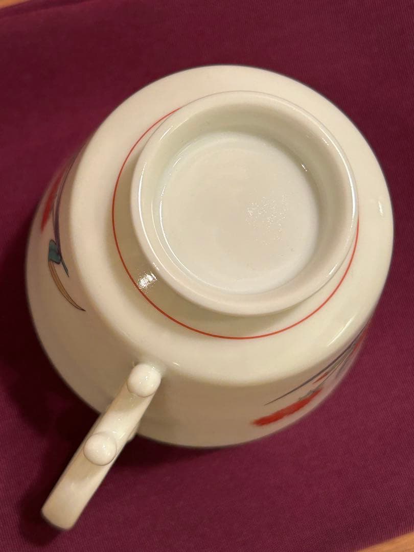 人間国宝 十四代 柿右衛門 本人作 濁手 撫子文 珈琲碗 カップ&ソーサー