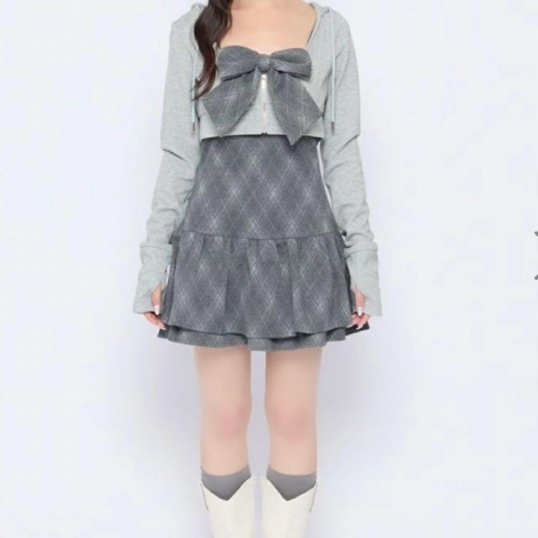 BUBBLES チェックパーカーワンピース【完売品】