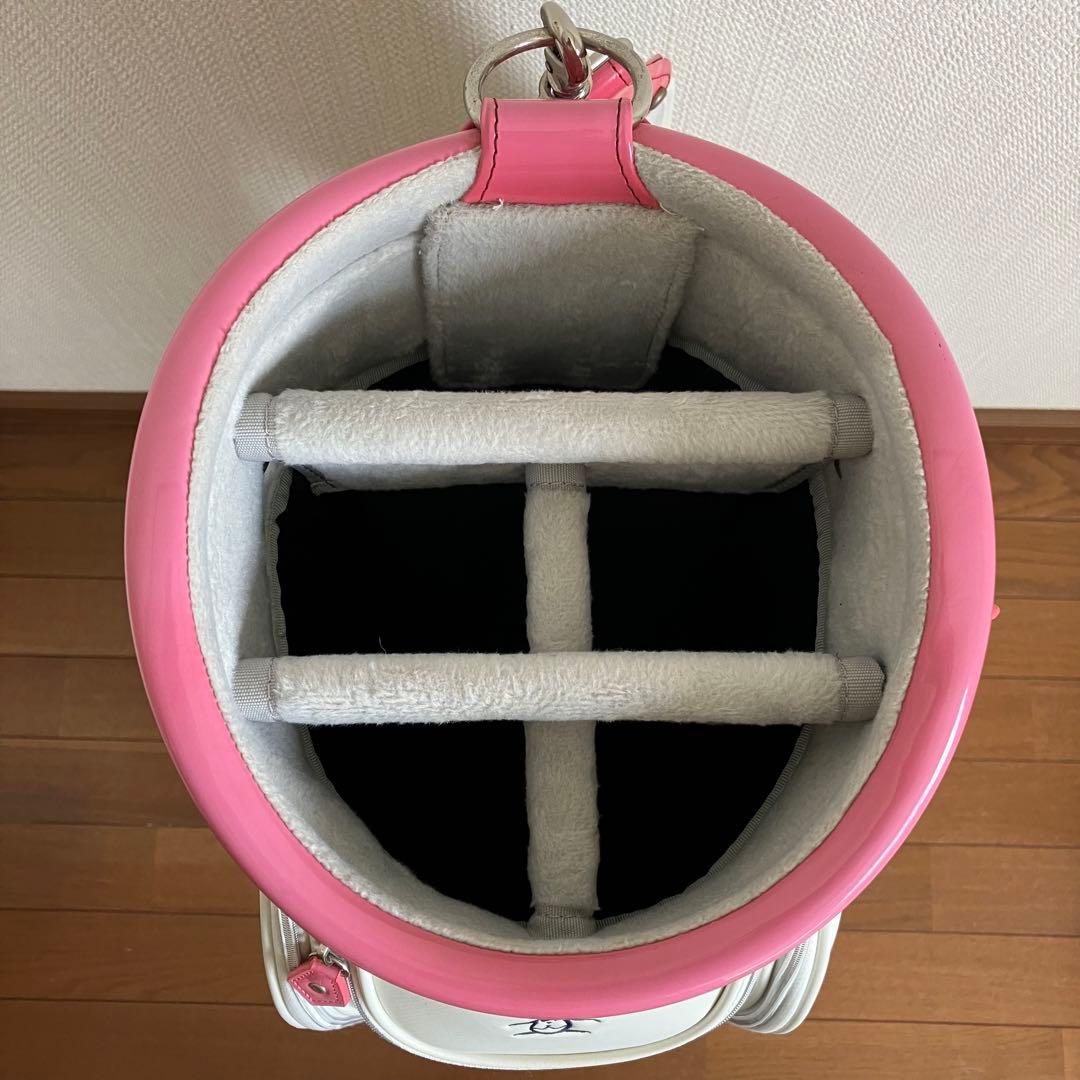 AB-229マンシングウェア キャディバッグ ホワイト×ピンク 5分割 送料無料