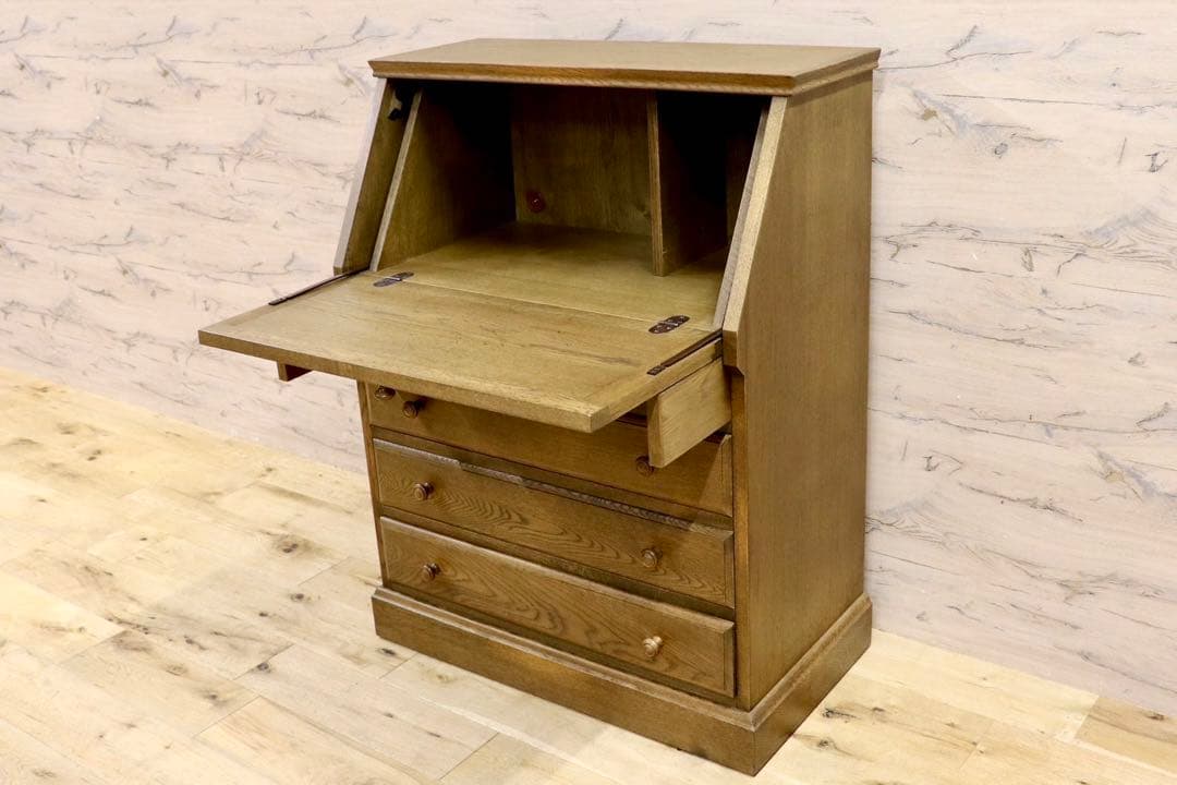 GMIK160○勇峰工芸 ライティングビューロー チェスト デスク 引き出し