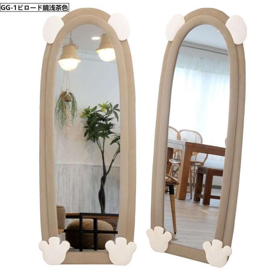 全身鏡 韓国風 クマ 可愛い 160cmx60cm ビロードフレーム2206‐9