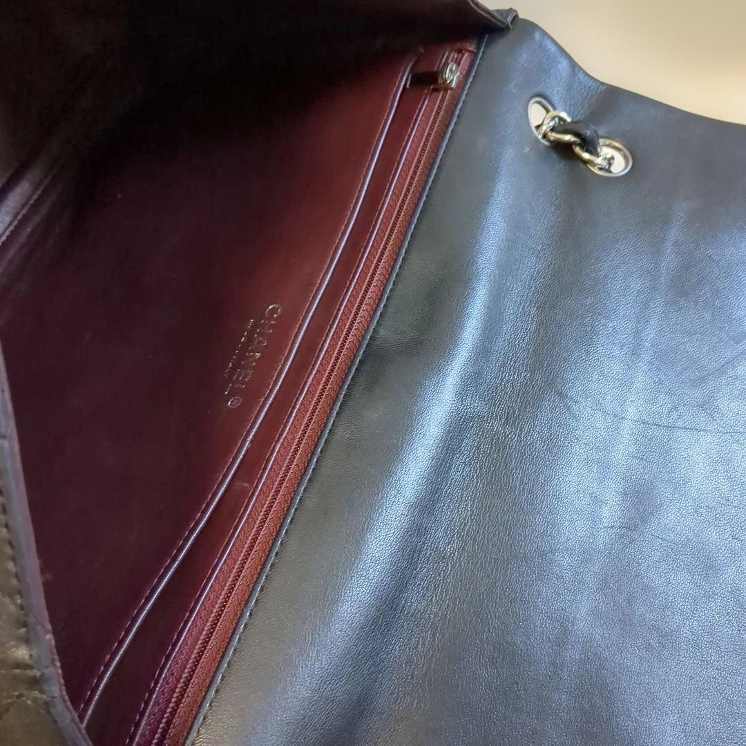 シャネル デカマトラッセ シングルフラップ ダブルチェーン ショルダーバッグ