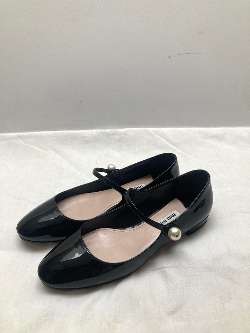 miu miu ブラックバレエシューズ 36