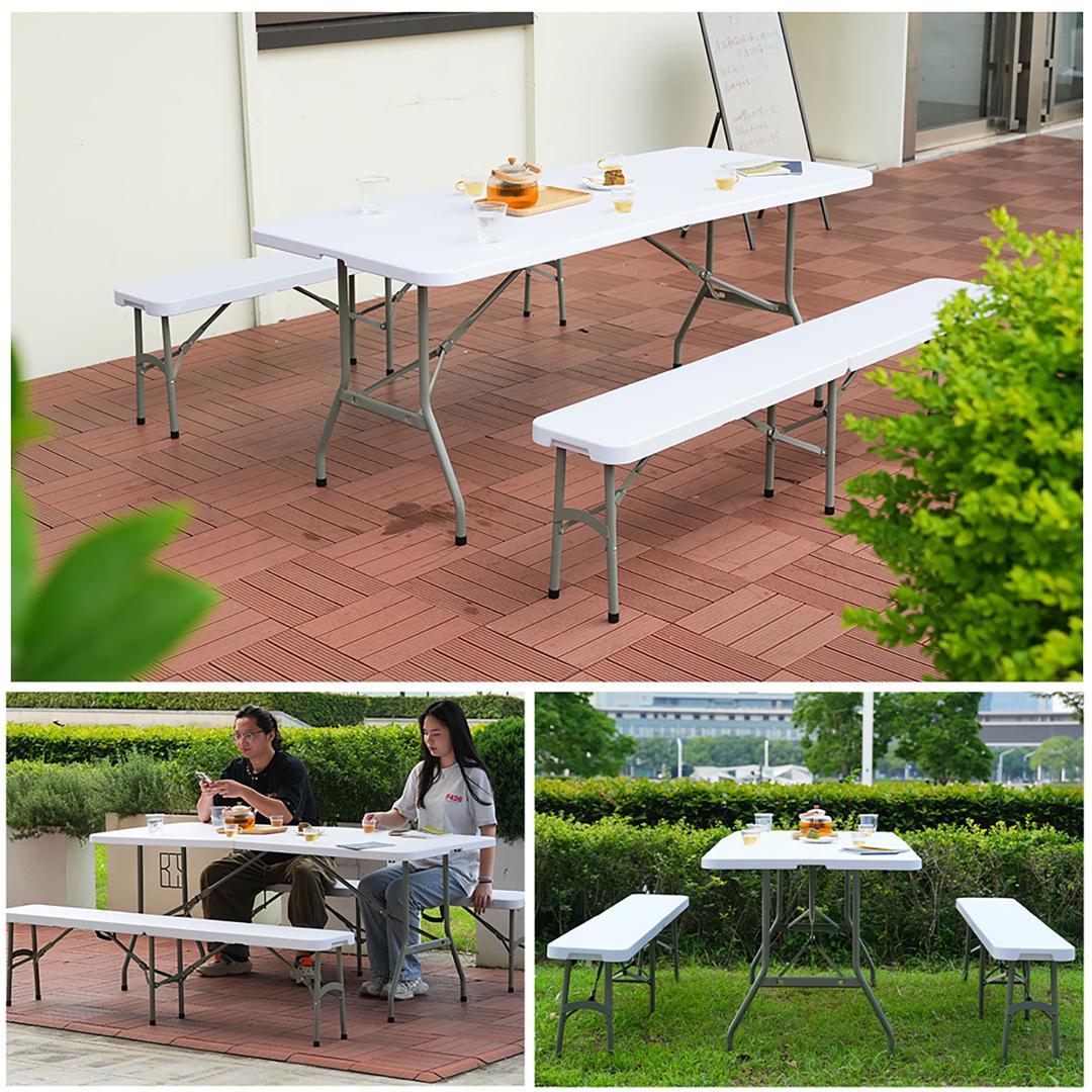 【幅183cm】ワークテーブル ガーデンテーブル 3点セット 屋外用