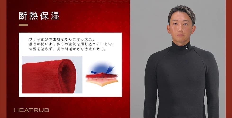 25モデル　ZEROFIT 速暖。HEATRUB モックネック M ブラック