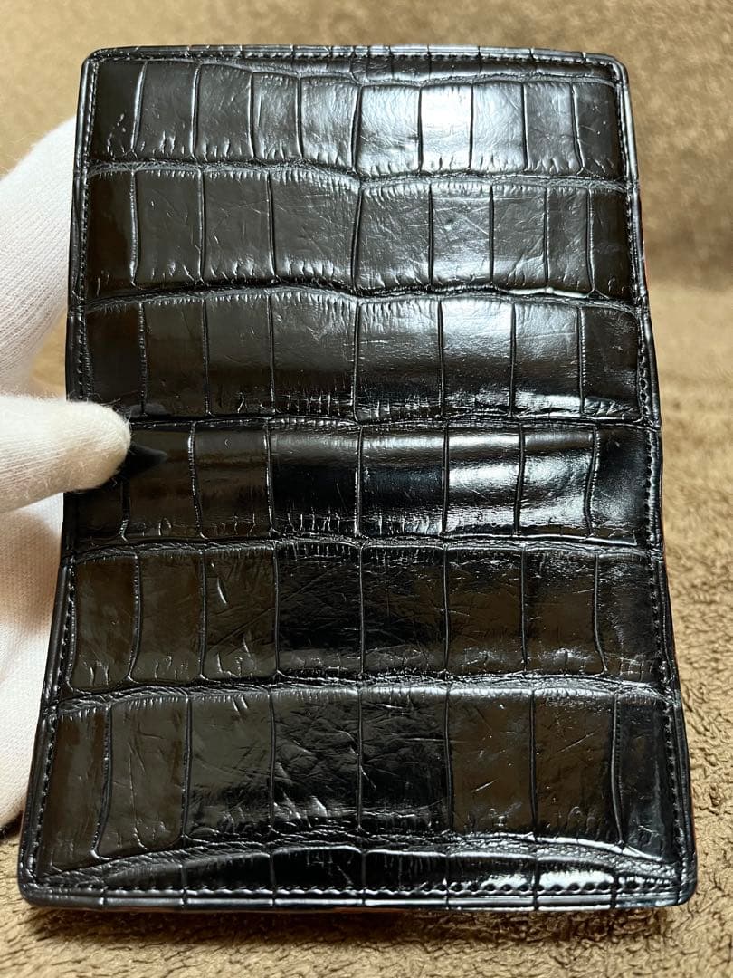 GANZO ガンゾ スモールクロコ ポロサス 名刺入れ カードケース ブラック