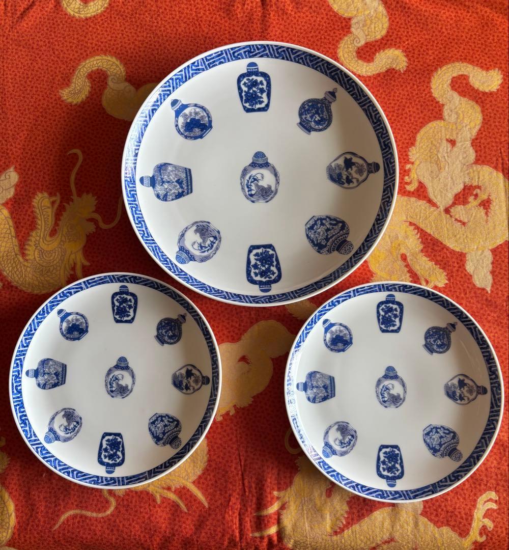 【新春sale】チャイナシーズ　大中皿3点セット②