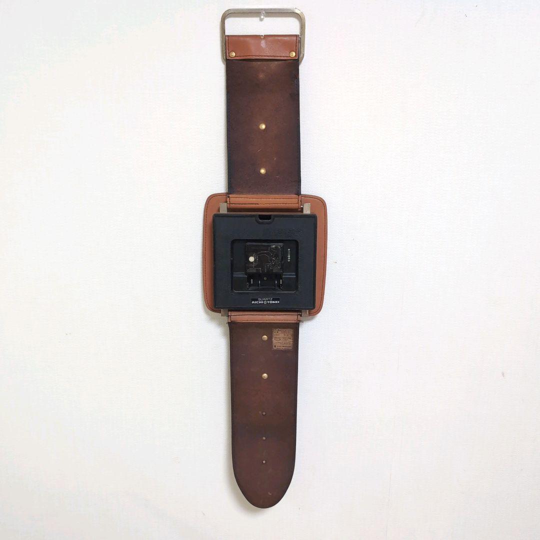 【レア商品】カリモク　腕時計型壁掛け時計 革製 愛知時計 動作難あり