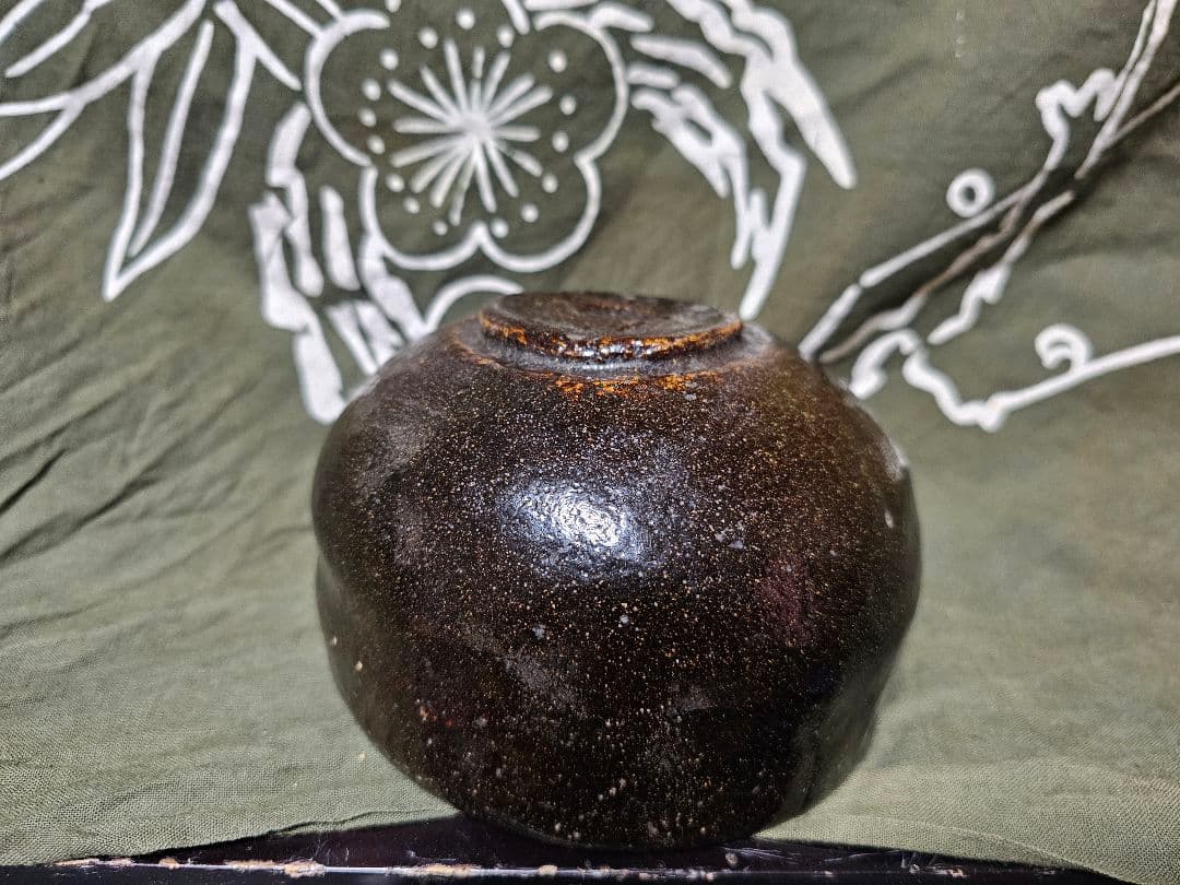 光悦写し 玉水焼黒楽茶碗　一元作 任土斎 円能斎花押