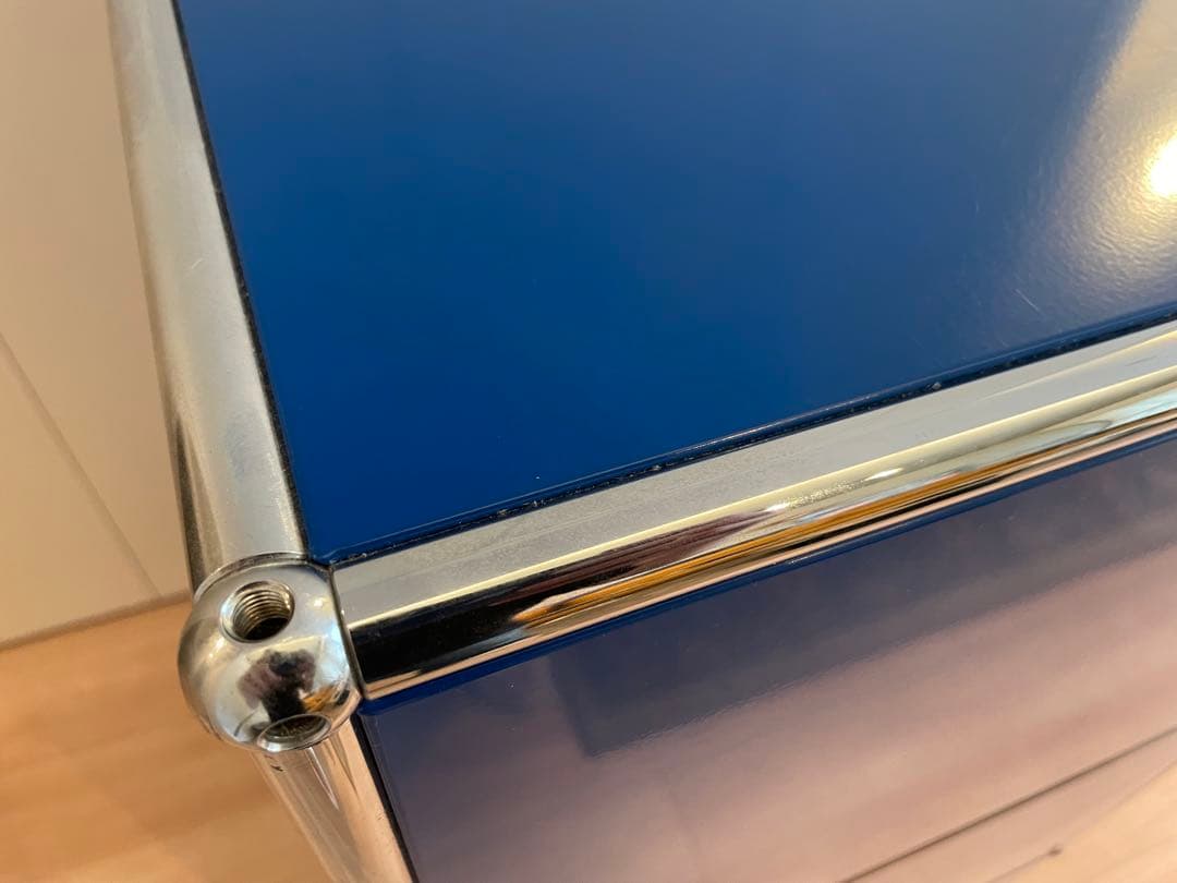 USMハラー　オープンシェルフ　1列3段　ブルー　キャスター付