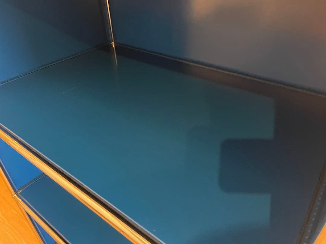 USMハラー　オープンシェルフ　1列3段　ブルー　キャスター付