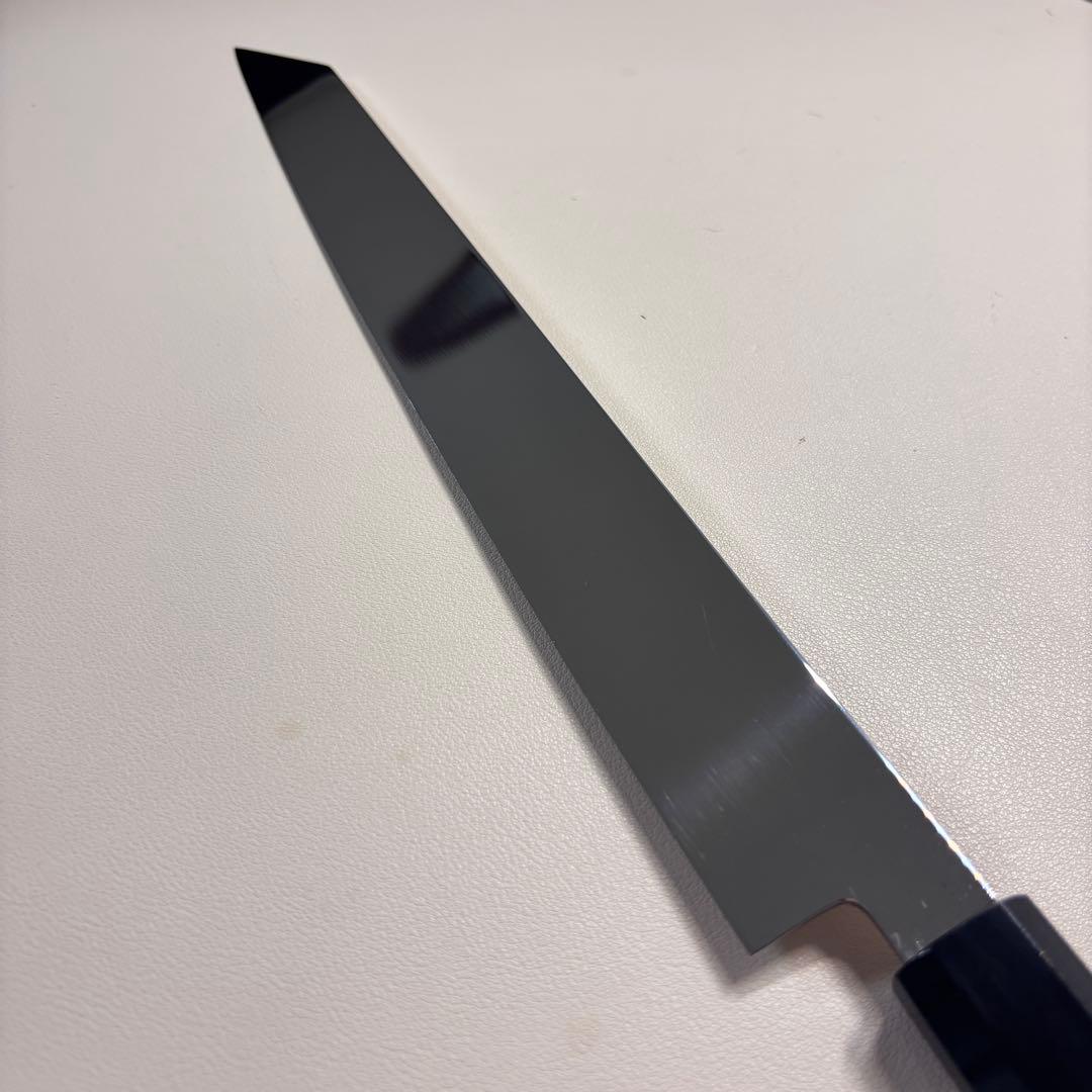270mm 切付柳刃包丁 鏡面　黒檀黒水牛八角柄 刺身包丁 【全鋼】'ᗤ