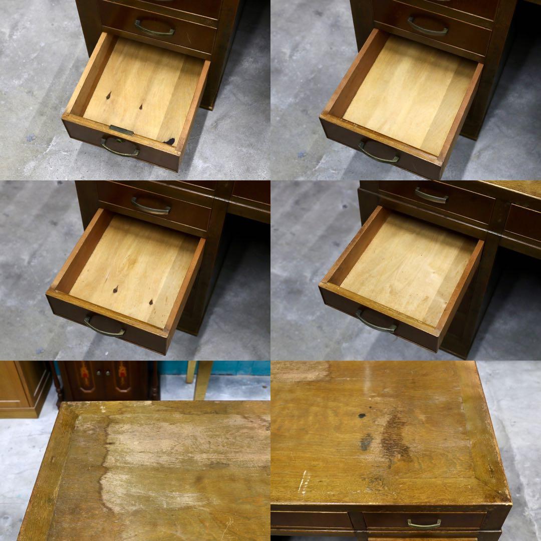 GMHK772○和製ヴィンテージ 昭和レトロ 両袖机 学習机 書斎机 アンティー