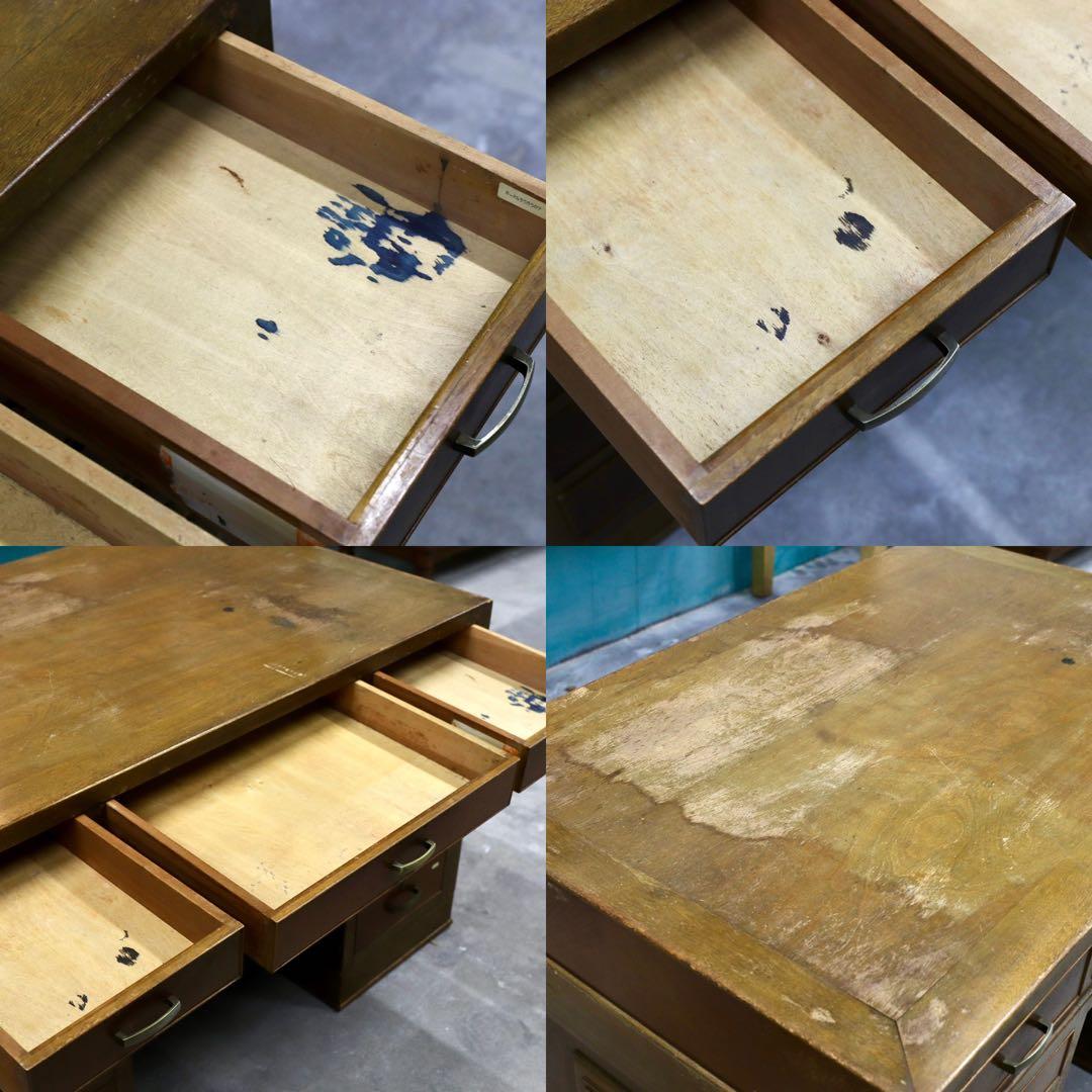 GMHK772○和製ヴィンテージ 昭和レトロ 両袖机 学習机 書斎机 アンティー