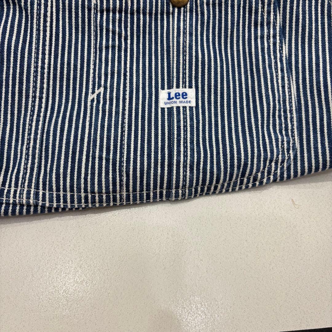 美品 リー インディゴ ヒッコリー ストライプ 柄 デニム オーバーオール