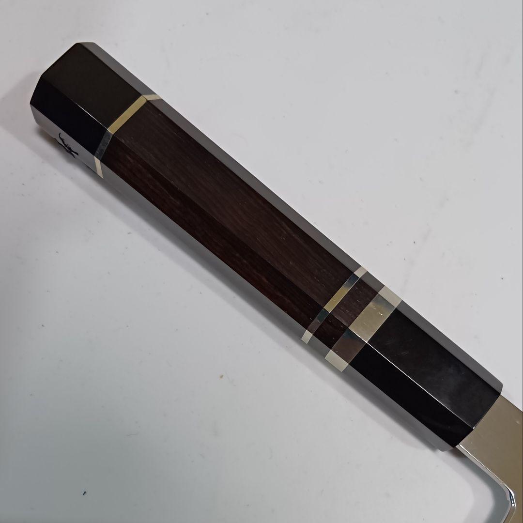 本焼 Ｖ金10号鋼 切付 牛刀 27cm ９寸 包丁 右片刃 鏡面 黒檀八角柄