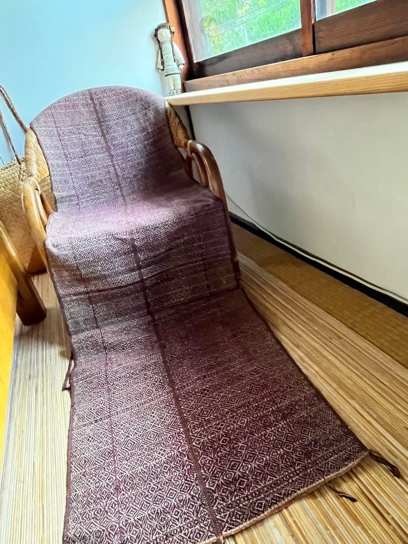 ミャンマー(旧ビルマ) チン族　片面縫い取り織り　肩掛け布　①