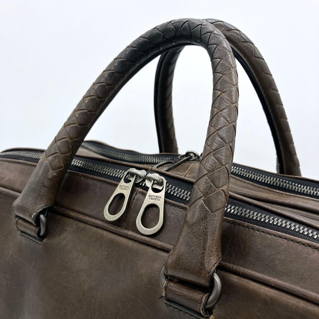 【BOTTEGA VENETA】ビジネスバッグ　イントレチャート　レザー　茶色