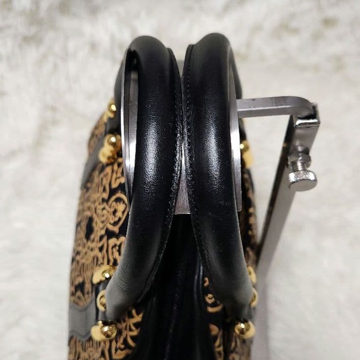 印傳屋 キナート 高級レザー ミニ ボストン ショルダーバッグ アラベスク 希少