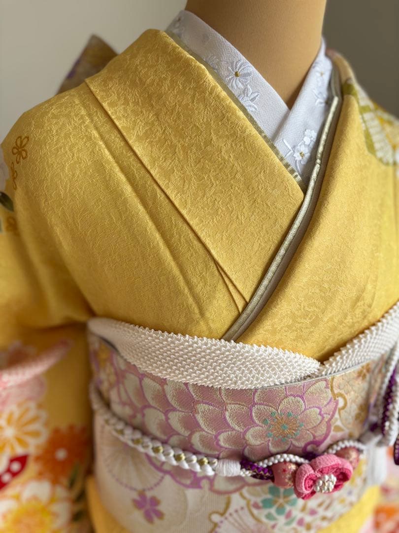 可愛い❣️振袖フルセット（７点セット）　正絹振袖　袋帯　成人式