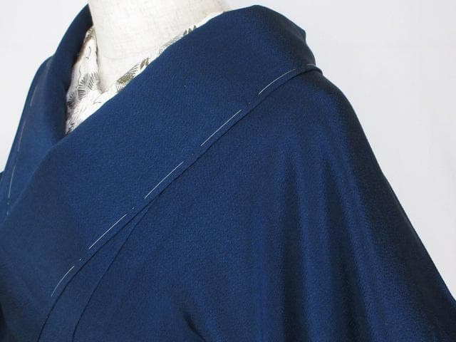 新古品！日本和裁士会＊八丁撚糸＊鉄紺色＊色無地＊着物＊１５７ｃｍ＊裄６６